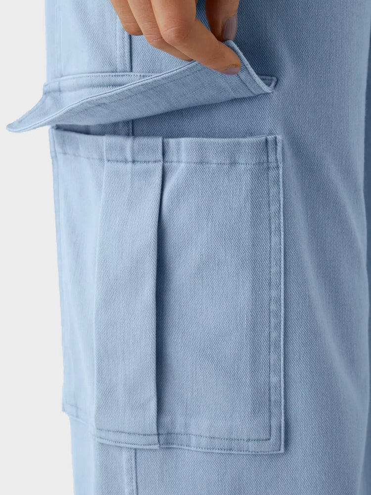 Mid Rise Pockets Straight Leg Casual Cargo Jeans