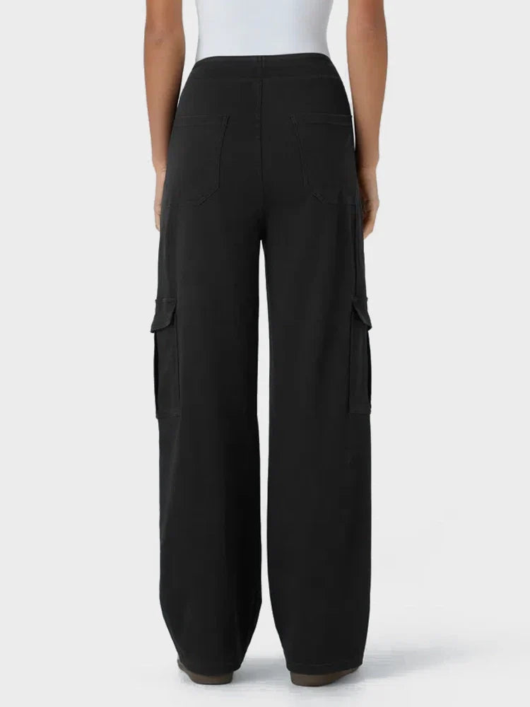 Mid Rise Pockets Straight Leg Casual Cargo Jeans