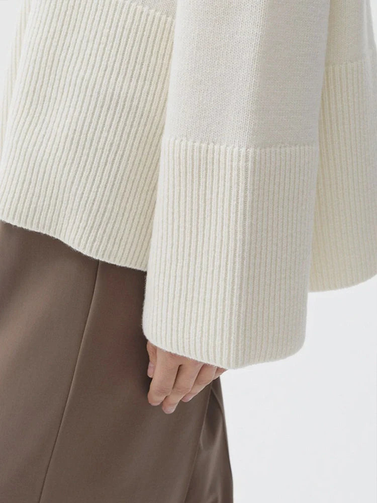 Women's Oversized Turtleneck Batwing Sleeve Casual Loose Knit Pullover Sweater