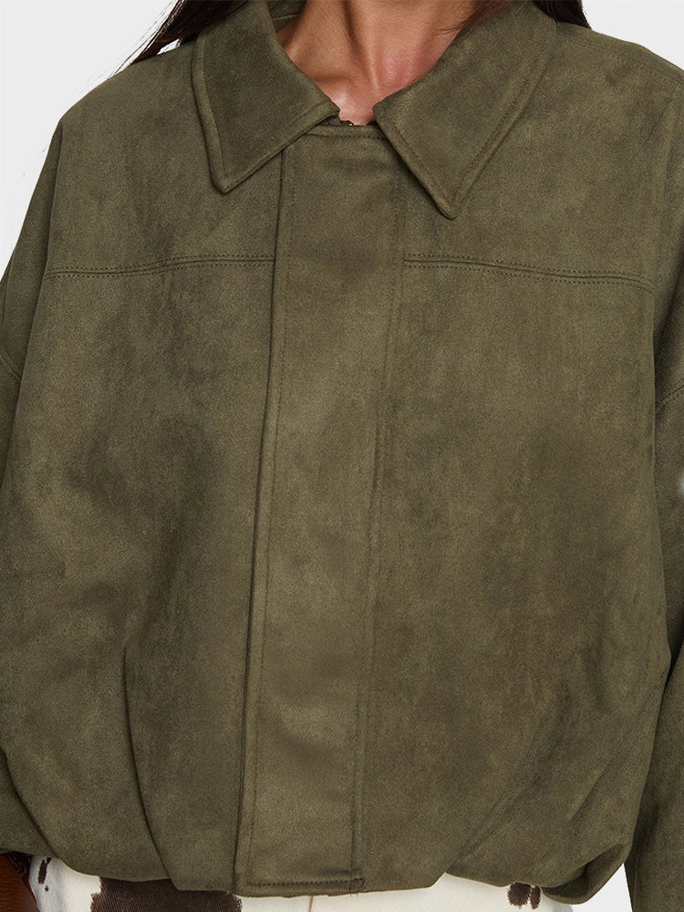 Luxury Faux Suede Bomber Jacket