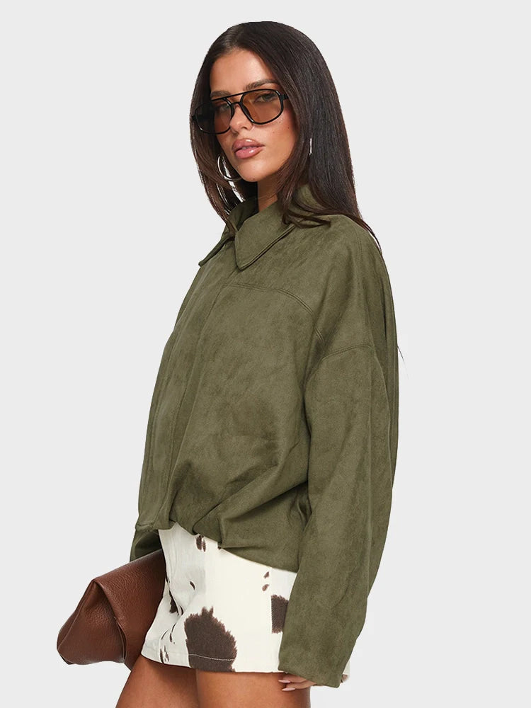 Luxury Faux Suede Bomber Jacket