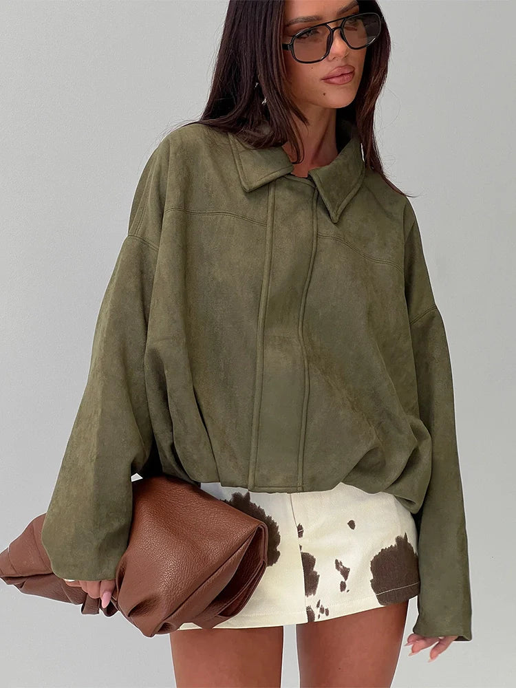 Luxury Faux Suede Bomber Jacket