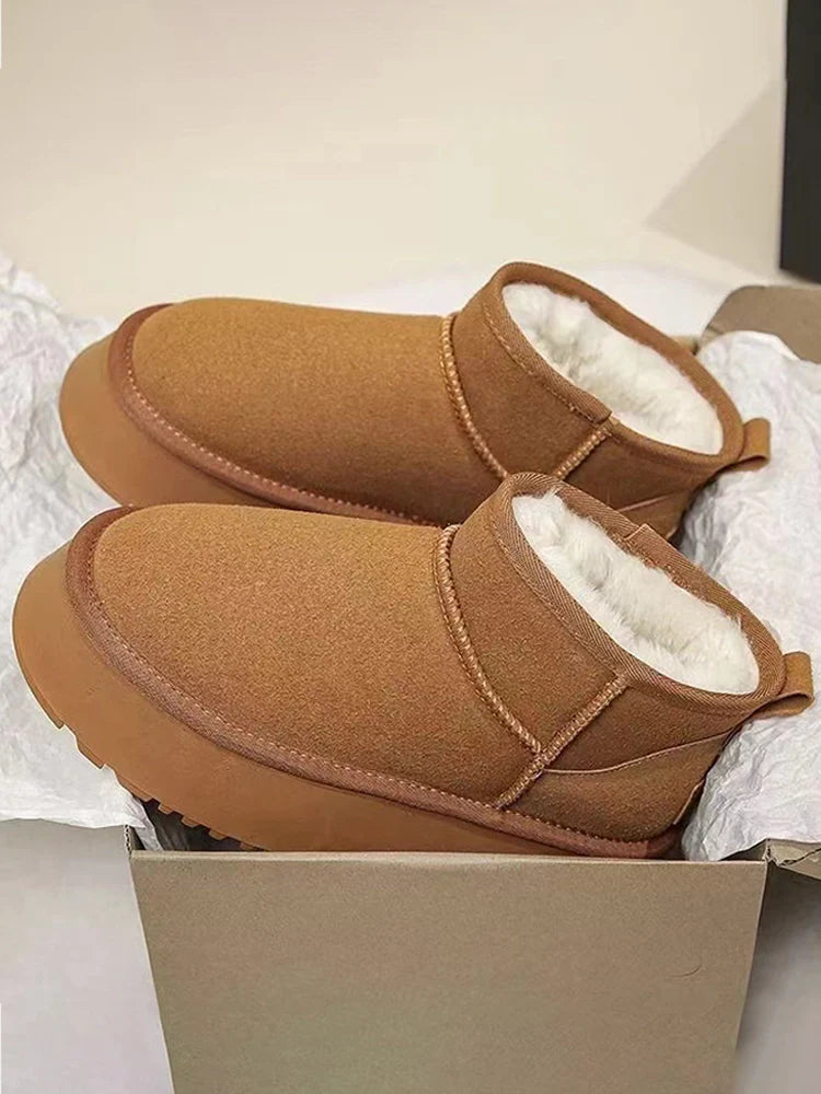 Women's Short Winter Boots | Faux Suede Sherpa Lined Ankle Boots | Warm Comfortable Anti-Slip Sole