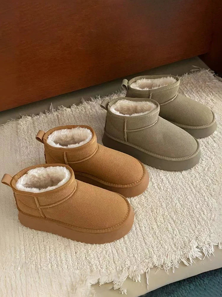 Women's Short Winter Boots | Faux Suede Sherpa Lined Ankle Boots | Warm Comfortable Anti-Slip Sole