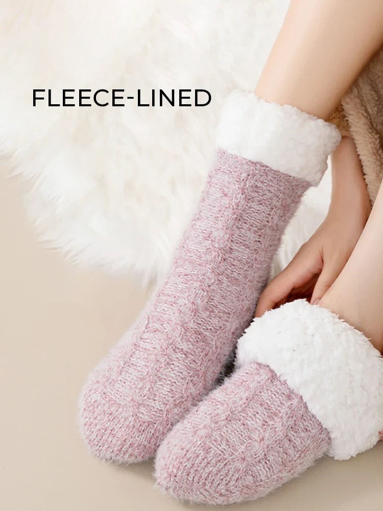 Non-slip mink fur women's home socks