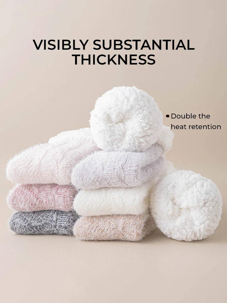 Non-slip mink fur women's home socks