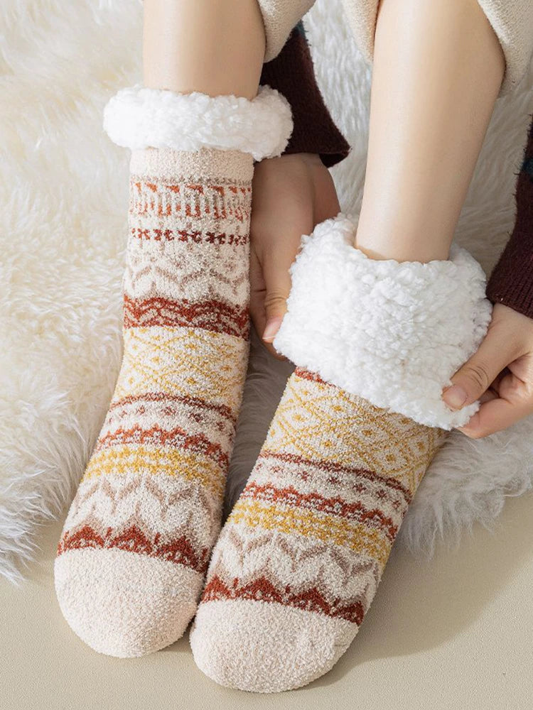Women Socks Warm Winter Birthday Christmas Gifts for Women Soft Casual Hiking Socks Boho Style (Vintage Style)